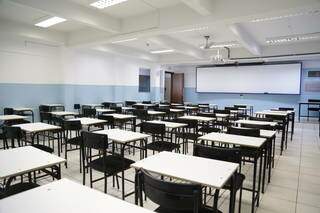 Sala de aula vazia, depois de suspensão pro conta do coronavírus. (Foto: arquivo/Campo Grande News)