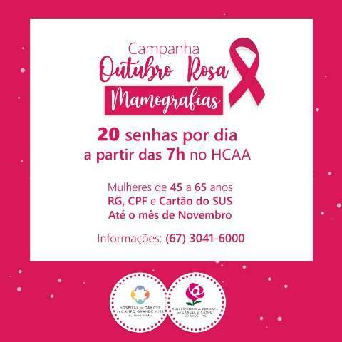 Hospital do C&acirc;ncer e Rede Feminina oferecem exames de mamografia gratuitos