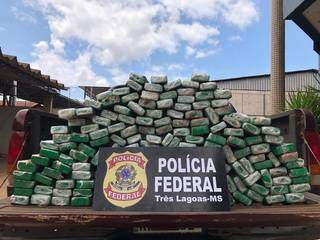 Dezenas de tabletes da droga foram apreendidos elevados para a Delegacia de Poícia Federal da cidade. (Foto: PF)