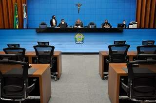 Plenário da Assembleia Legislativa, durante sessão virtual (Foto: Luciana Nassar - ALMS)