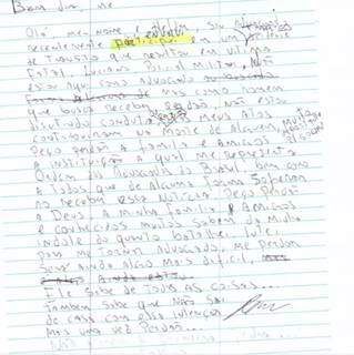 Cópia da carta escrita pelo advogado fornecida pela defesa. (Foto: Divulgação)