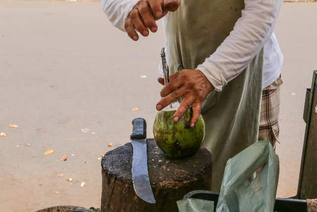 Quem vende &aacute;gua de coco tem &quot;respiro&quot; com fluxo no Parque das Na&ccedil;&otilde;es Ind&iacute;genas