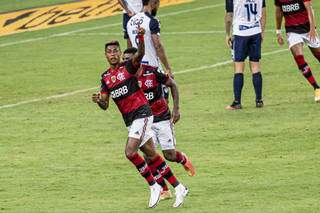 Bruno Henrique celebra gol marcado no meio de semana pela Libertadores (Foto: Flamengo/Divulgação)