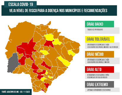 Estado volta a ter município com grau extremo de alerta para coronavírus