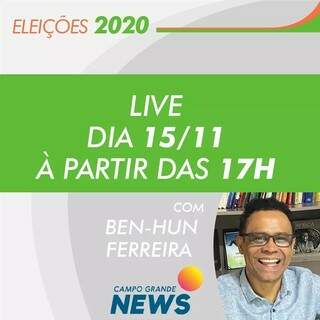 Ben-Hur Ferreira fará live com análises e entrevistas sobre a eleição para prefeito e vereador no domingo. (Foto: Divulgação)