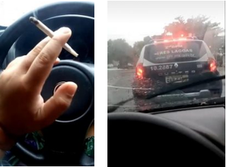 Dirigindo, jovem grava v&iacute;deo fumando maconha atr&aacute;s de viatura da PM e vai preso