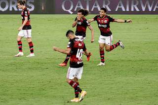 Willian Arão comdemora seu gol durante partida entre Flamengo X Racing pelas oitavas de final da Libertadores 2020 no estádio do Maracanã nesta terça-feira (01/12). (Foto: Estadão Conteúdo) 