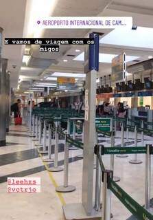 Primeira foto fake postada por Lucas no saguão do Aeroporto de Campo Grande (Foto: Reprodução/Instagram)