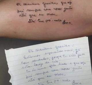 Tatuagem no braço de Mariana em homenagem à avó (Foto: Arquivo Pessoal)