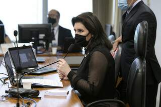 Senadora Simone Tebet durante sessão na terça-feira (Foto: Divulgação)