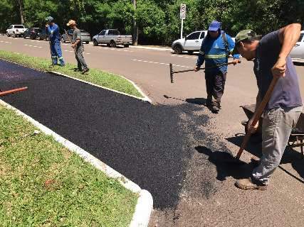 Prefeitura faz recapeamento em 6km de ciclovia da Afonso Pena