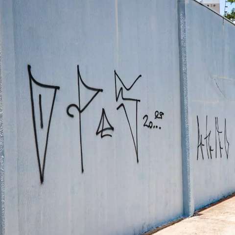 Adolescente &eacute; flagrado pichando &quot;deixe para quem sabe&quot; no muro da C&acirc;mara 