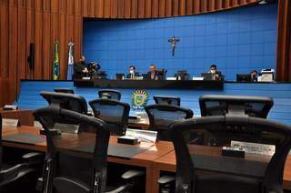 Plenário da Assembleia Legislativa durante sessão virtual em 2020 (Foto: Luciana Nassar - ALMS)