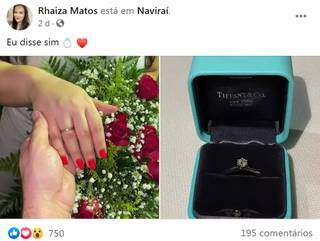 Rhaiza Matos ficou noiva na virada do ano, horas antes da posse como prefeita (Foto: Reprodução) 