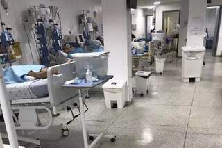 Hospital da Vida, em Dourados, em dia de lotação na UTI (Foto: Direto das Ruas)
