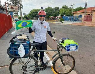 Curado da covid-19, nem o medo impediu o pai de preparar a mochila e pedalar de Campo Grande até Joinville (Foto: Arquivo Pessoal)