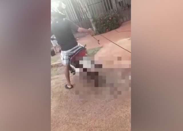 V&iacute;deo: homem puxa cachorro por corda amarrada em moto e causa revolta