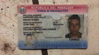 Identidade em nome de Oscar Ruben Cardozo Delvalle, um dos mortos (Foto: Reprodução)