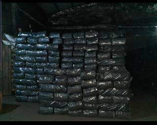 Sacos de cocaína encontrados em carga de carvão vegetal no porto de Barcelona (Foto: La Nación)