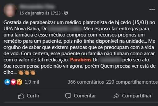 M&eacute;dico ganha elogio nas redes sociais ap&oacute;s comprar rem&eacute;dio para paciente