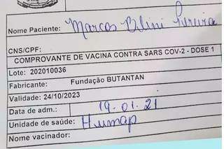Geriatra Marcos postou dua carteirinha de vacinação (Foto: Arquivo Pessoal)