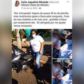 Carla Jaqueline Miranda fez postagem comemorando compra de moto, 1 mês antes de acidente (Foto: Reprodução/Facebook)