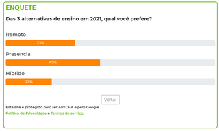 Ao contr&aacute;rio do planejamento, 45% preferem ensino presencial para 2021