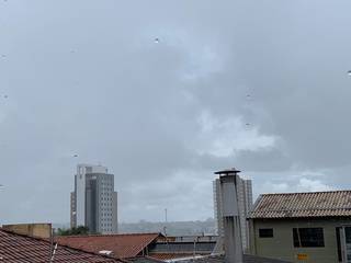 Tempo fechado na região central de Campo Grande (Foto: Gabriel Neris)