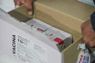 Doses de vacina distribuídas para o interior do Estado (Foto: Marcos Maluf)