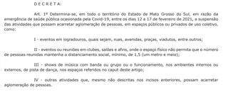 Trecho do decreto, publicado hoje em Diário Oficial (Foto: Reprodução)