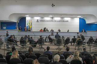 Plenário da Câmara Municipal de Campo Grande na manhã desta terça-feira (23). (Foto: Marcos Maluf)