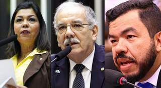 Da esquerda para direita deputada Bia Cavassa (PSDB), Dr. Luís Ovando (sem partido) e Carlos Loester (PSL) favoráveis a tramitação da PEC 53 (Foto Reprodução)