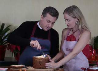 Casal 20 da TV, Luciano e Angélica na cozinha em programa da Globo. (Foto: Divulgação)