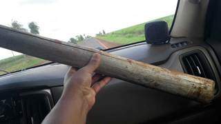 Suspeito usou pedaço de madeira de eucalipto para matar e agredir vítimas (Foto: Direto das Ruas)