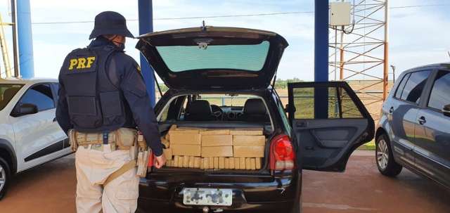 Parado pela PRF, traficante &eacute; flagrado com 268 quilos de droga em porta-malas 