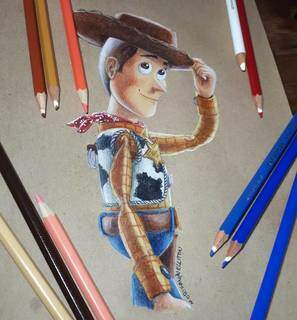 Desenho que fez do personagem xerife Woody, da série de filmes animados &#34;Toy Story&#34; (Foto: Arquivo Pessoal)