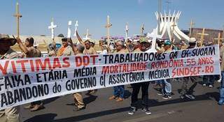Protesto em Brasília por indenização para quem foi exposto ao DDT. (Foto: Sindsef-RO)