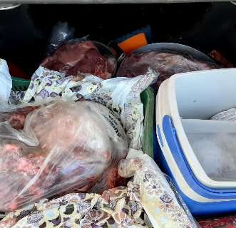 Pai e filho são presos com 100 kg de carne de animal furtado e abatido