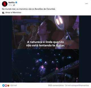 Para promover filme, Netflix comparou &#34;montros&#34; aos baratões de Corumbá (Foto: Reprodução/Facebook)