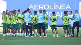 Jogadores do Palmeiras reunidos em treino (Foto: Divulgação)