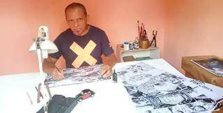 Acir Alves é o desenhista e ilustrador que preparou à mão a obra (Foto: Arquivo Pessoal)