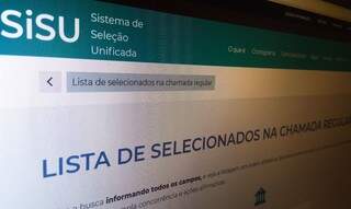 Página do Sisu na internet, onde candidato deve definir qual graduação seguir (Foto: Agência Brasil)