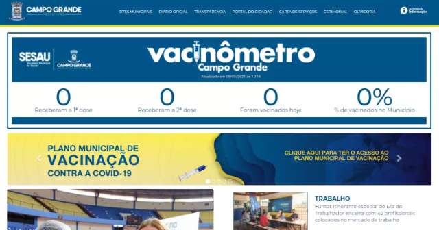 Ap&oacute;s manuten&ccedil;&atilde;o, site da Prefeitura de Campo Grande volta a funcionar