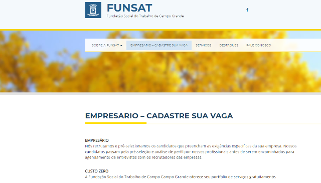 Funsat abre cadastro online de vagas para empresas
