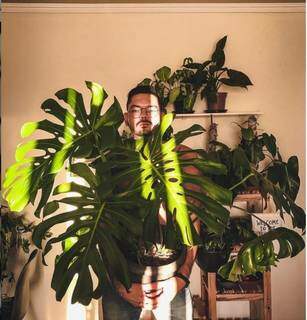 Marcelo, que já contou um pouco da história de seu apê cheio de plantas, também mantém sua costela-de-adão em casa. (Foto: @Jungleb303)