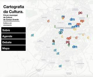 Mapa com iniciativas culturais na plataforma Cartografia da Cultura CG (Foto: Reprodução)