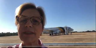Ministra Tereza Cristina viaja de Brasília a MS no avião presidencial. (Foto: Reprodução/Twitter)