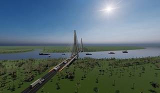 Governador esteve no local exato onde ponte será construída ligando os dois países em Mato Grosso do Sul (Foto Ilustração)