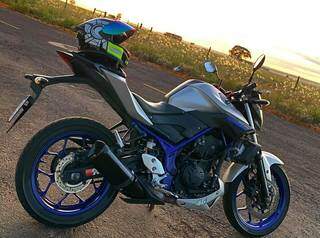 A Yamaha MT03 postada por Marcus em rede social no dia da compra (Foto: Reprodução)