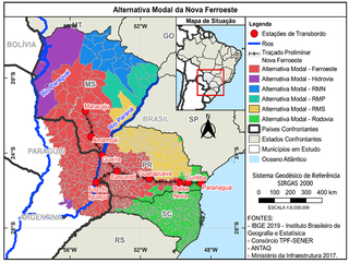 Mapa da ferrovia, que passará pelo Paraná e Mato Grosso do Sul (Foto: Divulgação)